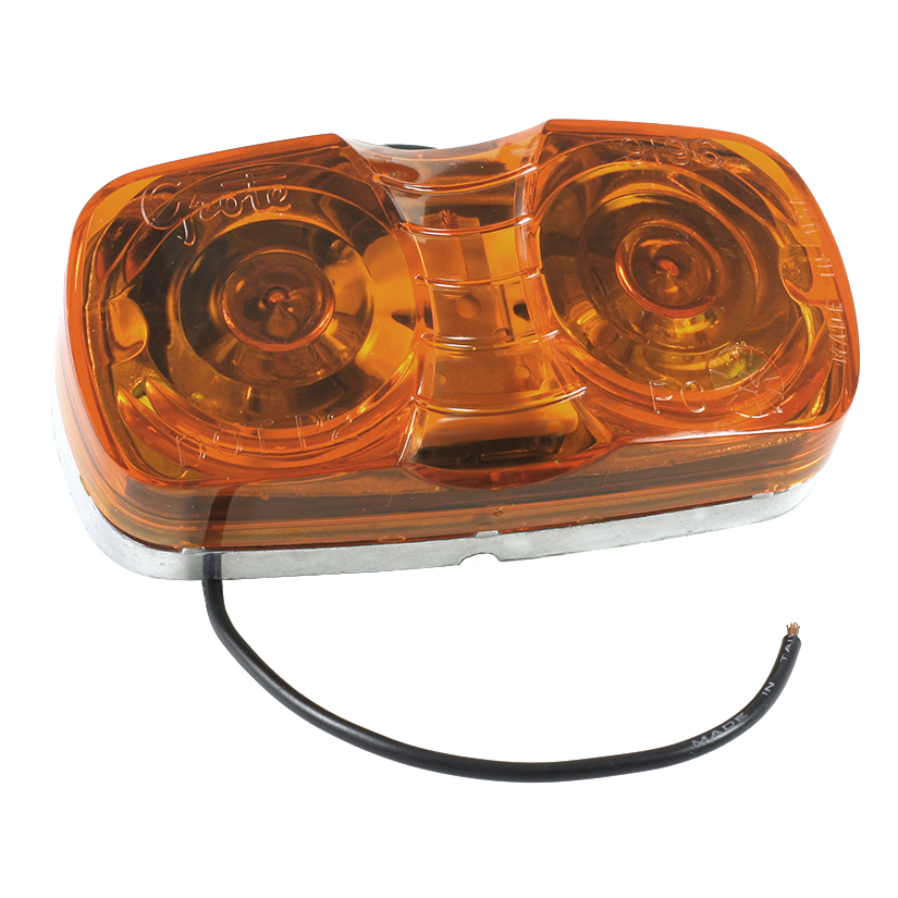 Grote Industries - 46783 – Two-Bulb Square-Corner Clearance Marker Light, Die-Cast, Yellow