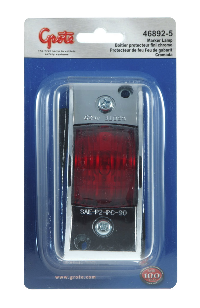 Grote Industries - 46892-5 – Chrome-Armored Clearance Marker Light, Red, Retail Pack
