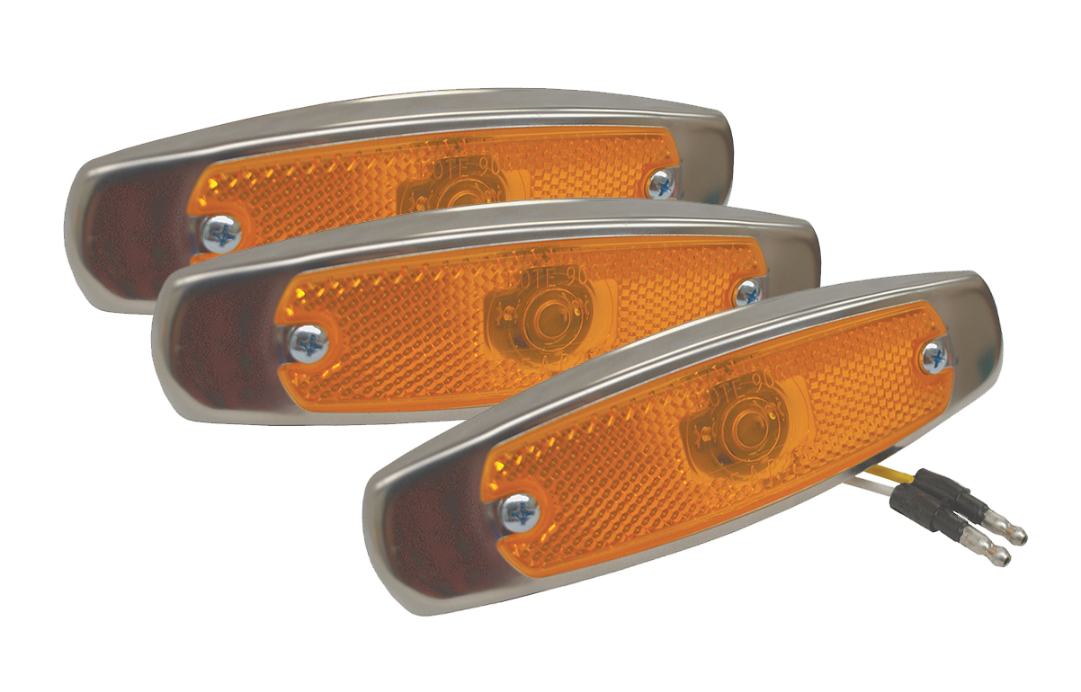 Grote Industries - 47253-3 – SuperNova® Low-Profile LED Clearance Marker Light, Built-in Reflector, w/ Bezel, Yellow, Bulk Pack