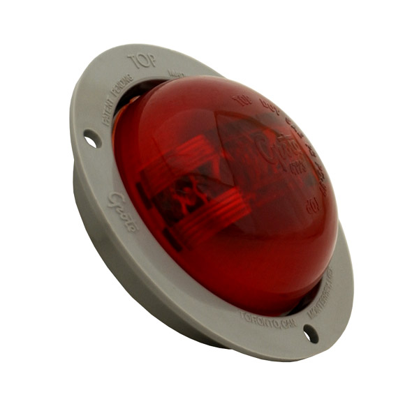 Grote Industries - 47372 – SuperNova® 2 1/2″ PC Rated, LED Clearance Marker Light, w/ Gray Theft-Resistant Flange, Red