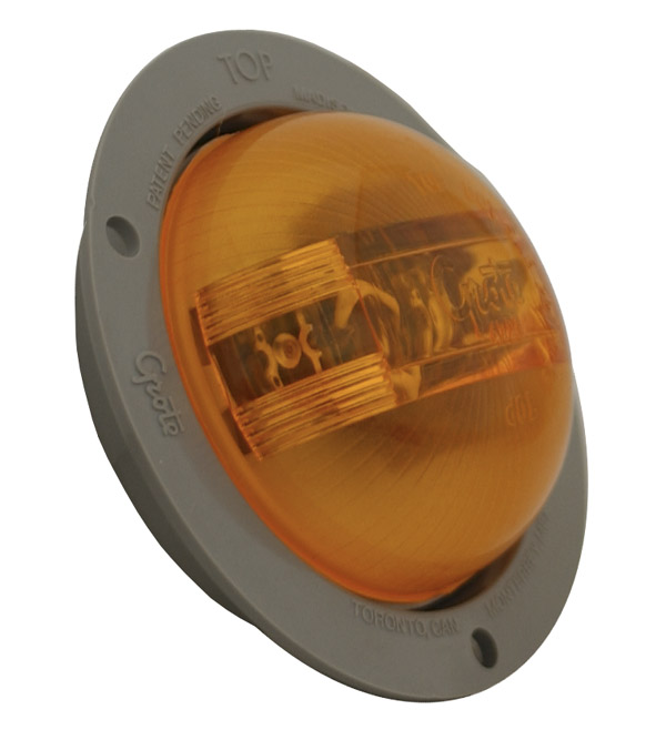 Grote Industries - 47373 – SuperNova® 2 1/2″ PC Rated, LED Clearance Marker Light, w/ Gray Theft-Resistant Flange, Yellow