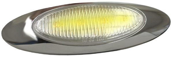 Grote Industries - 47773 – M1 Series LED Clearance Marker Light, .180 Molded Bullet w/ Bezel, Yellow w/ Clear Lens