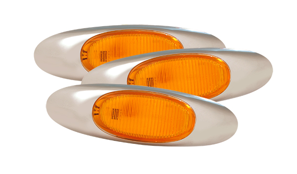 Grote Industries - 47953-3 – MicroNova® LED Clearance Marker Light, w/ Chrome Bezel, Yellow, Bulk Pack