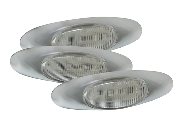 Grote Industries - 47983-3 – MicroNova® LED Clearance Marker Light, w/ Chrome Bezel, Yellow/Clear, Bulk Pack