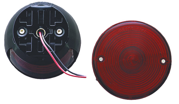 Grote Industries - 50872 – 4″ Universal Mount Stop Tail Turn Light, w/ License Window, Red