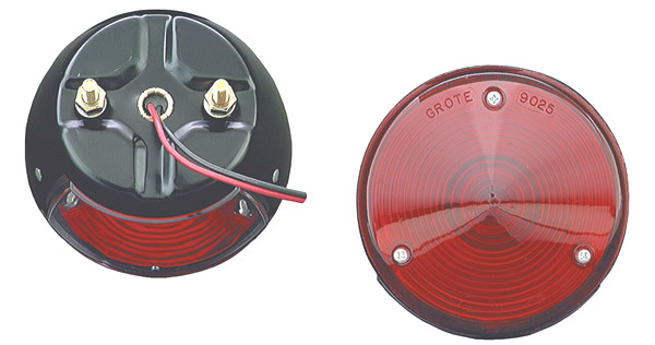 Grote Industries - 50892 – 4″ Steel Two-Stud Mount Stop Tail Turn Light, w/out License Window, Red