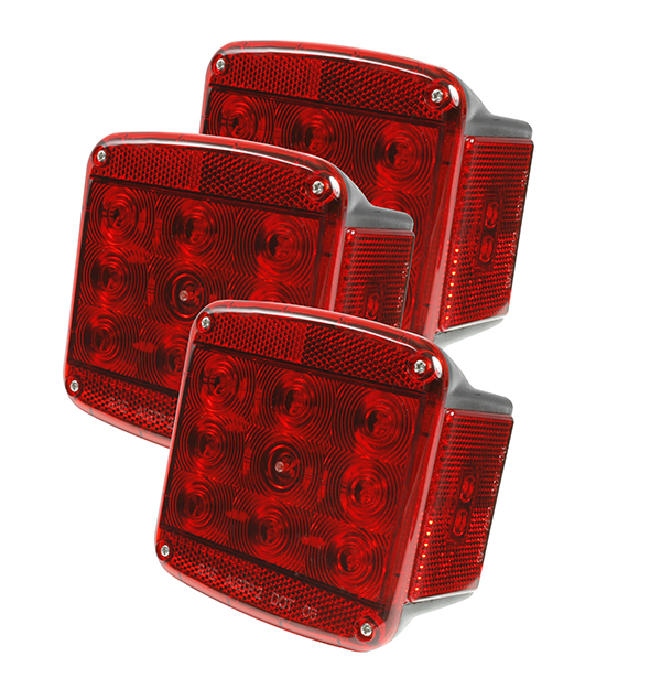 Grote Industries - 51972-3 – LED Submersible Trailer Lighting Kit, Stop Tail Turn Replacement w/ License Window, LH, Red, Bulk Pack