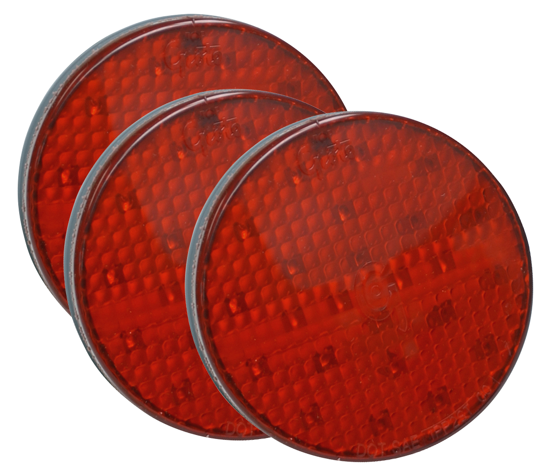 Grote Industries - 52162-3 – SuperNova® 4″ Full-Pattern LED Stop Tail Turn Light, Grommet Mount, White Theft-Resistant Flange, Male Pin, 24V, Red, Bulk Pack