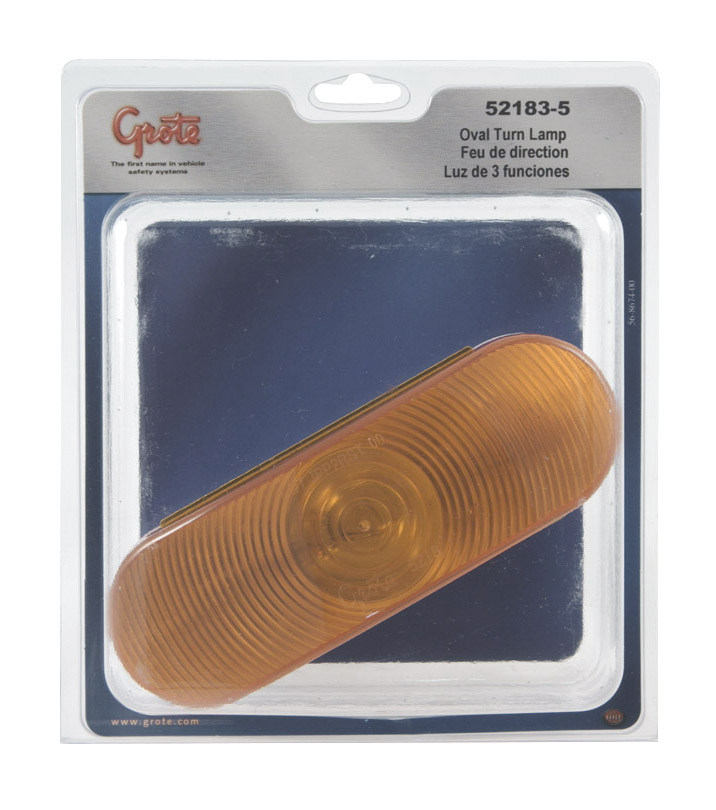 Grote Industries - 52183-5 – Economy Oval Stop Tail Turn Light, Front Park, Yellow Turn, Retail Pack