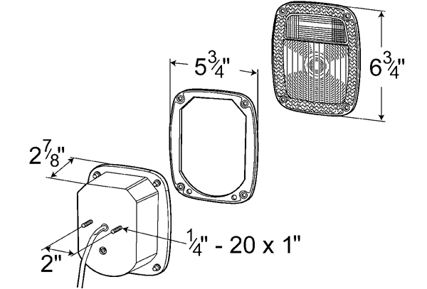 Grote Industries - 52602 – Torsion Mount® Two-Stud Dodge® Stop Tail Turn Light, Red