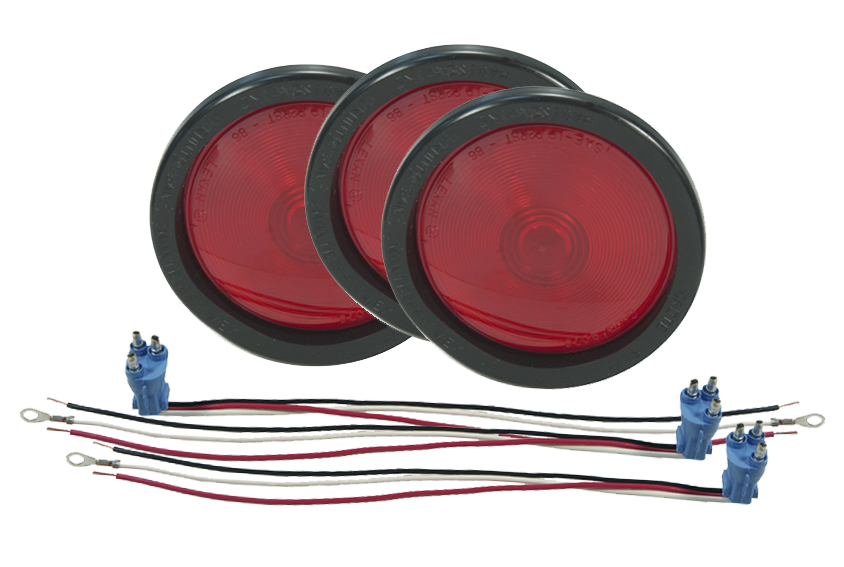 Grote Industries - 52782-3 – Torsion Mount® II 4″ Stop Tail Turn Light, Female Pin, Red Kit (52772 + 91740 + 67000), Bulk Pack