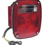 three stuf chevrolet ford jeep stop tail turn light w/ side marker molded pigtail termination lh red