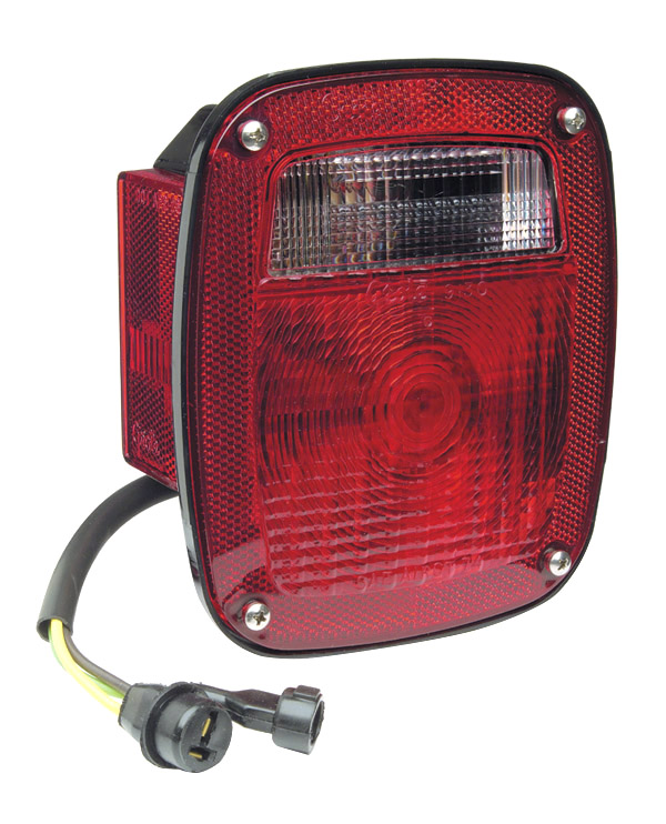 Grote Industries - 52812 – Three-Stud, Chevrolet® Ford® Jeep Stop Tail Turn Light w/ Side Marker & Molded Pigtail Termination, LH, Red
