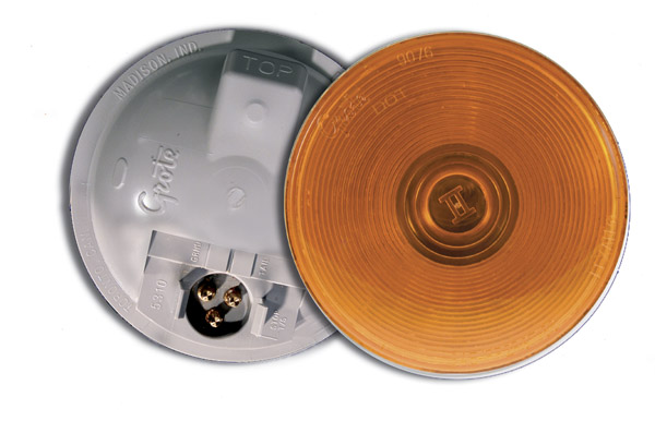 Grote Industries - 53103 – Torsion Mount® II 4″ Stop Tail Turn Light, Front Park, Male Pin, Yellow Turn