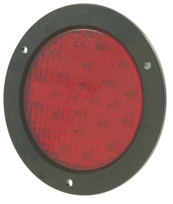 Grote Industries - 53182 – SuperNova® 4″ Full-Pattern LED Stop Tail Turn Light, Black Theft-Resistant Flange, Male Pin, Red