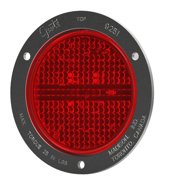 Grote Industries - 53192 – SuperNova® 4″ Full-Pattern LED Stop Tail Turn Light Theft-Resistant Flange, Male Pin, Red