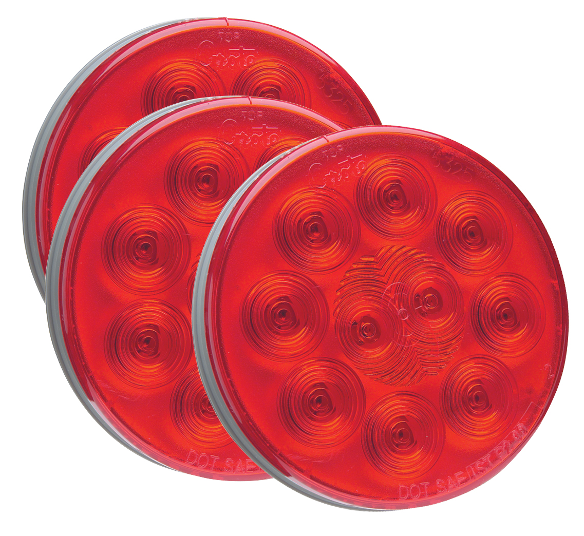 Grote Industries - 53252-3 – SuperNova® 4″ 10-Diode Pattern LED Stop Tail Turn Light, Grommet Mount, Red, Bulk Pack