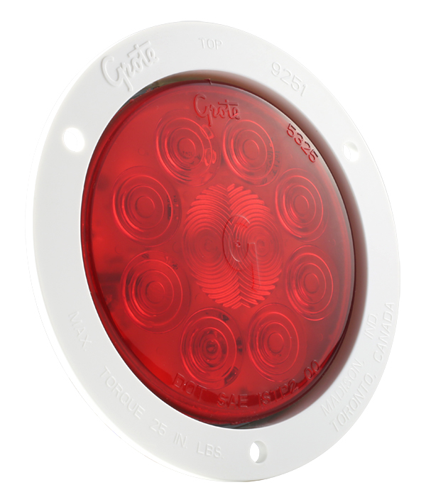 Grote Industries - 53282 – SuperNova® 4″ 10-Diode Pattern LED Stop Tail Turn Light, White Theft-Resistant Flange, Red