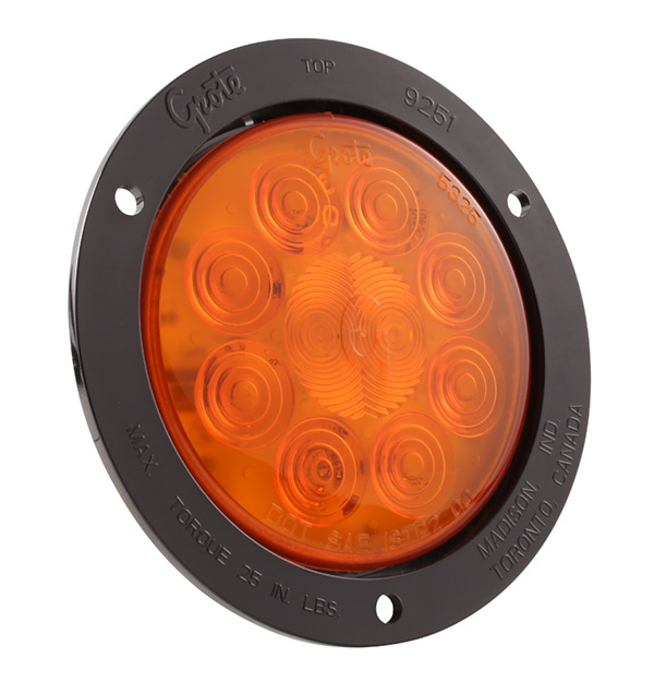 Grote Industries - 53293 – SuperNova® 4″ 10-Diode Pattern LED Stop Tail Turn Light, Theft-Resistant Flange, Auxiliary Turn, Yellow