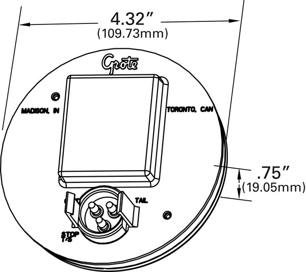 Grote Industries - 53313 – SuperNova® 4″ Full-Pattern LED Stop Tail Turn Light, Grommet Mount, Front Turn, Yellow