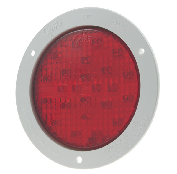 Grote Industries - 53322 – SuperNova® 4″ Full-Pattern LED Stop Tail Turn Light, White Theft-Resistant Flange, Male Pin, Red