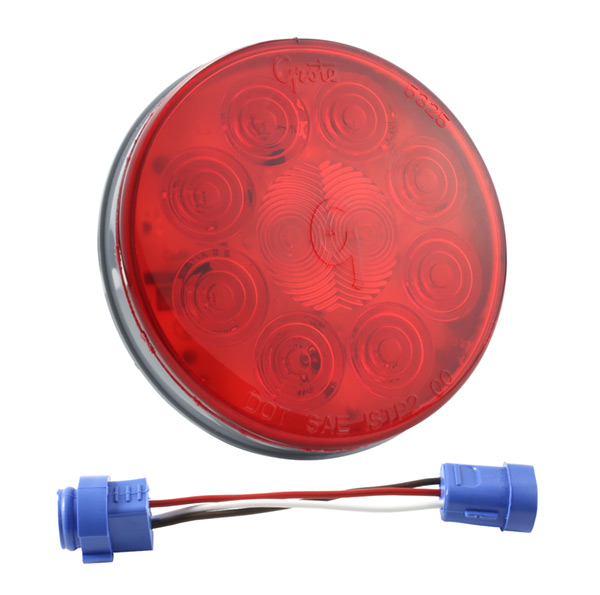 Grote Industries - 53342 – SuperNova® 4″ 10-Diode Pattern LED Stop Tail Turn Light, Male Pin, Red Kit (53252 + 66830)