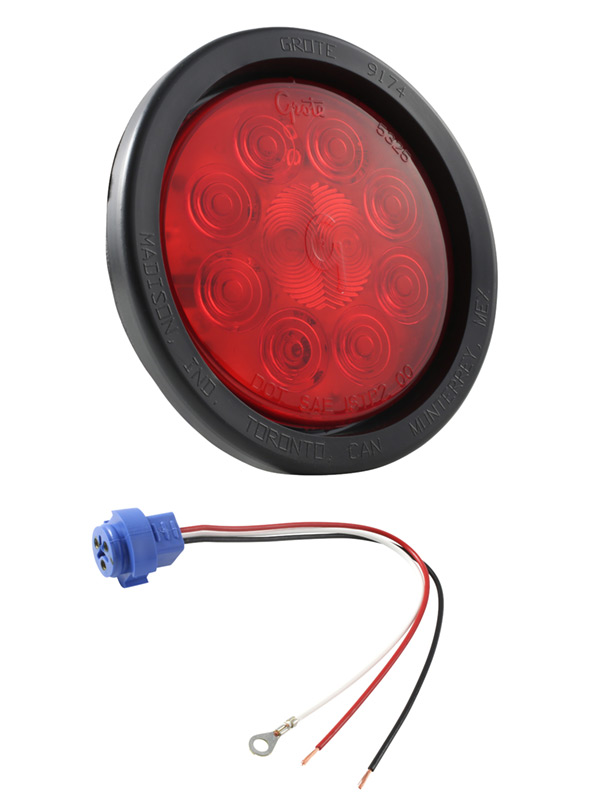 Grote Industries - 53462 – SuperNova® 4″ 10-Diode Pattern LED Stop Tail Turn Light, Red Kit (53252 + 91740 + 67002)