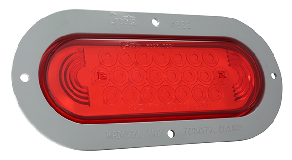 Grote Industries - 53592-3 – SuperNova® Oval LED Stop Tail Turn Light, Gray Theft-Resistant Flange, Red, Bulk Pack