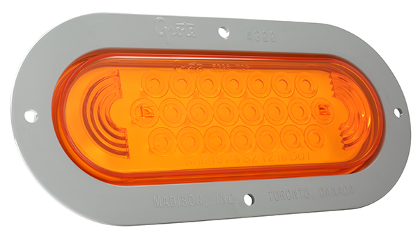 Grote Industries - 53593 – SuperNova® Oval LED Stop Tail Turn Light, Gray Theft-Resistant Flange, Male Pin, Yellow