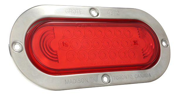 Grote Industries - 53972 – SuperNova® Oval LED Stop Tail Turn Light, Stainless Steel Theft-Resistant Flange, Red