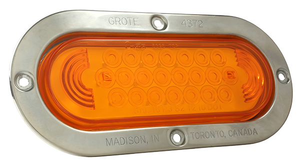 Grote Industries - 53973 – SuperNova® Oval LED Stop Tail Turn Light, Stainless Steel Theft-Resistant Flange, Male Pin, Yellow