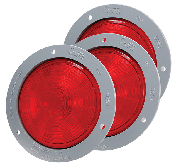 Grote Industries - 54472-3 – SuperNova® 4″ NexGen™ LED Stop Tail Turn Light, Gray Flange, Male Pin, Red, Bulk Pack