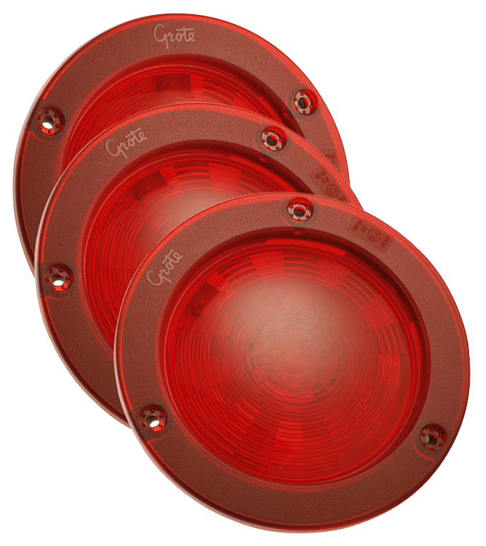 Grote Industries - 54572-3 – SuperNova® 4″ NexGen™ LED Stop Tail Turn Light, Integrated Flange w/ Gasket, Hard Shell, Red, Bulk Pack