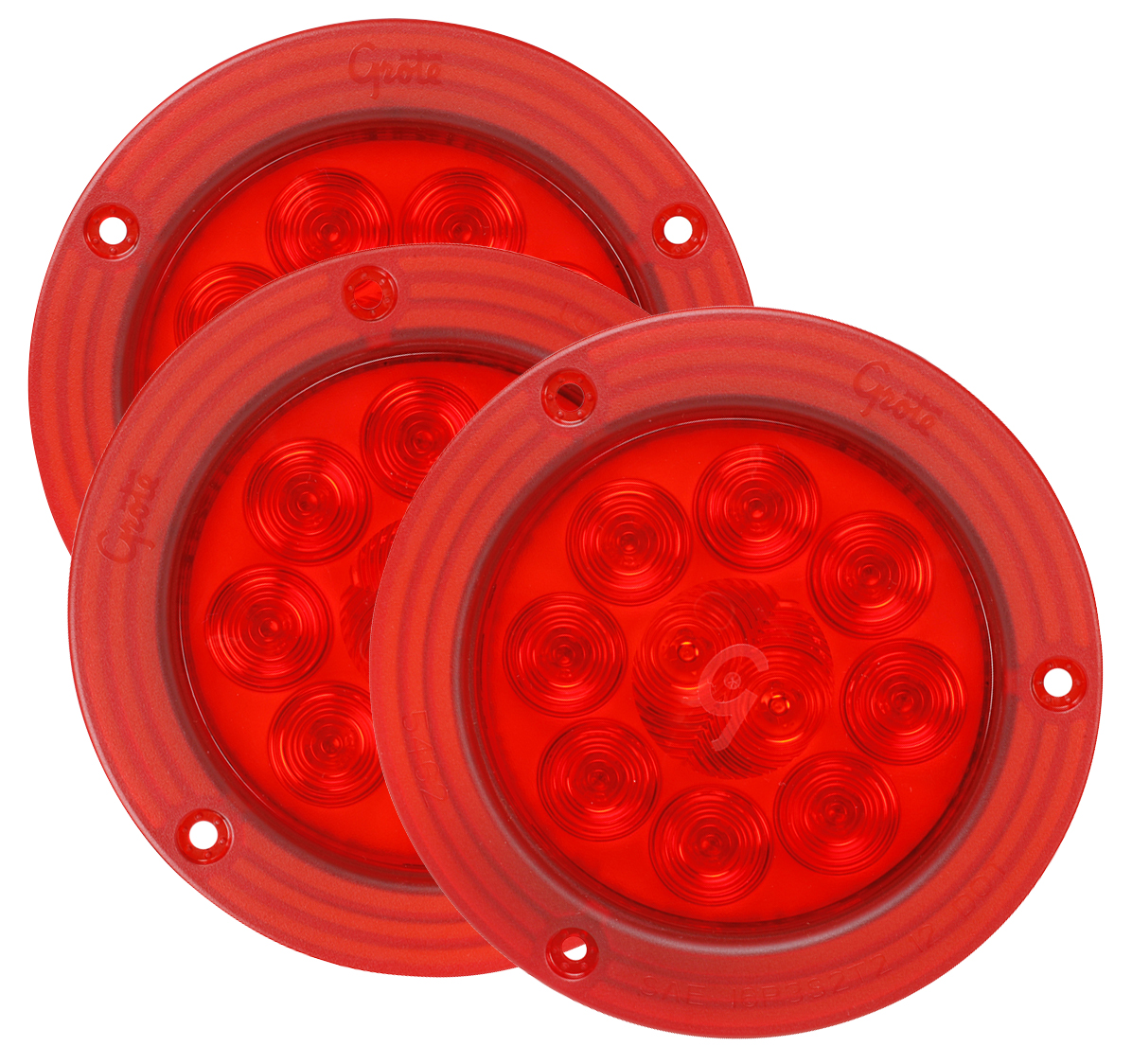 Grote Industries - 54622-3 – SuperNova® 4″ 10-Diode Pattern LED Stop Tail Turn Light, Integrated Flange, Red, Bulk Pack