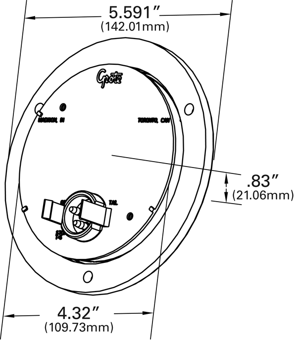 Grote Industries - 54622-3 – SuperNova® 4″ 10-Diode Pattern LED Stop Tail Turn Light, Integrated Flange, Red, Bulk Pack