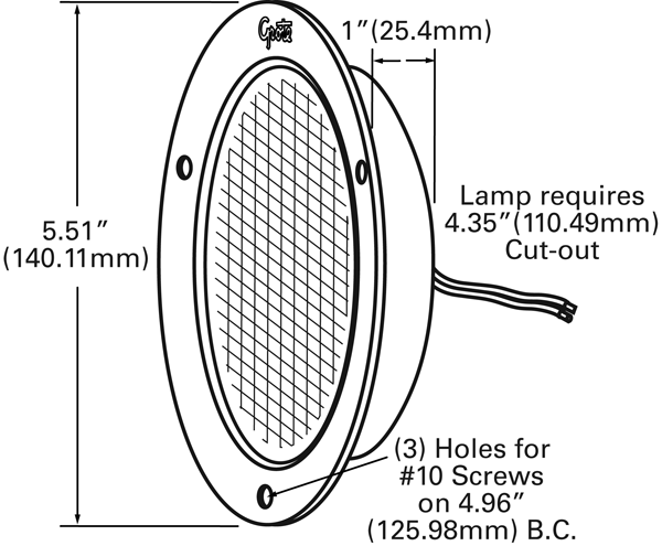 Grote Industries - 61021-3 – 4″ Round Flange Mount LED Dome Light, 24V, White, Bulk Pack