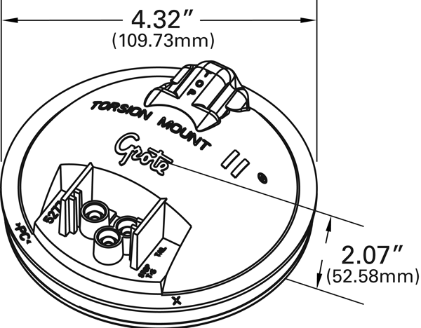 Grote Industries - 61051 – Torsion Mount® II 4″ Round Dome Light, Female Pin, White