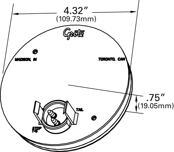 Grote Industries - 61E41-3 – LED WhiteLight™ 4″ Dome Light, Grommet Mount, Male Pin, 12V, Clear, Bulk Pack