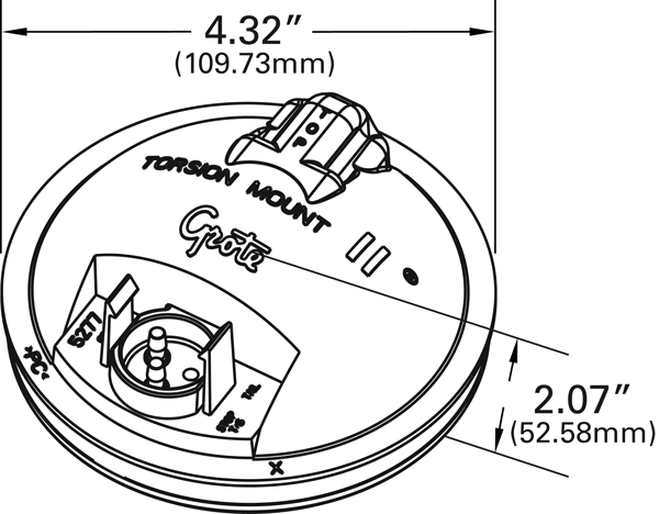Grote Industries - 62211 – 4″ Torsion Mount® II Single-System Backup Light, Male Pin, Clear