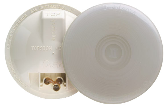Grote Industries - 62321 – 4″ Torsion Mount® II Dual-System Backup Light, Female Pin, 24V, Frosted Clear