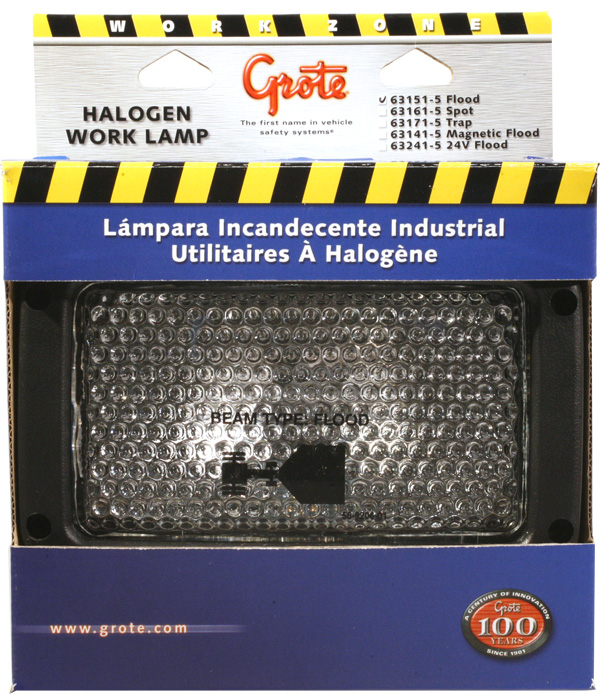 Grote Industries - 63151-5 – Rectangular Halogen Work Light, Flood, Retail Pack