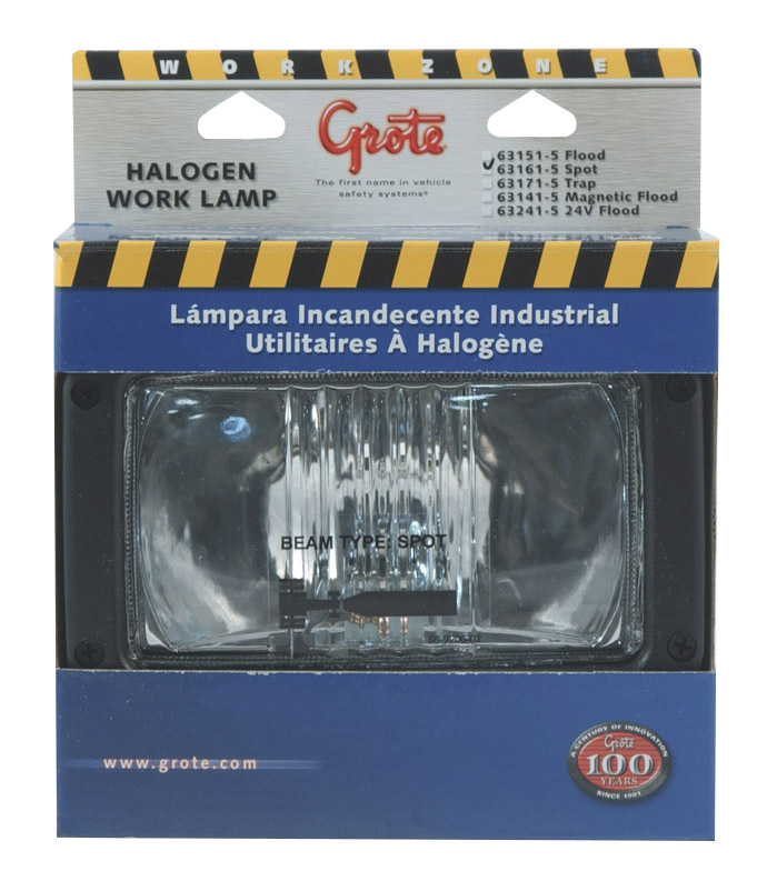 Grote Industries - 63161-5 – Rectangular Halogen Work Light, Spot, Retail Pack