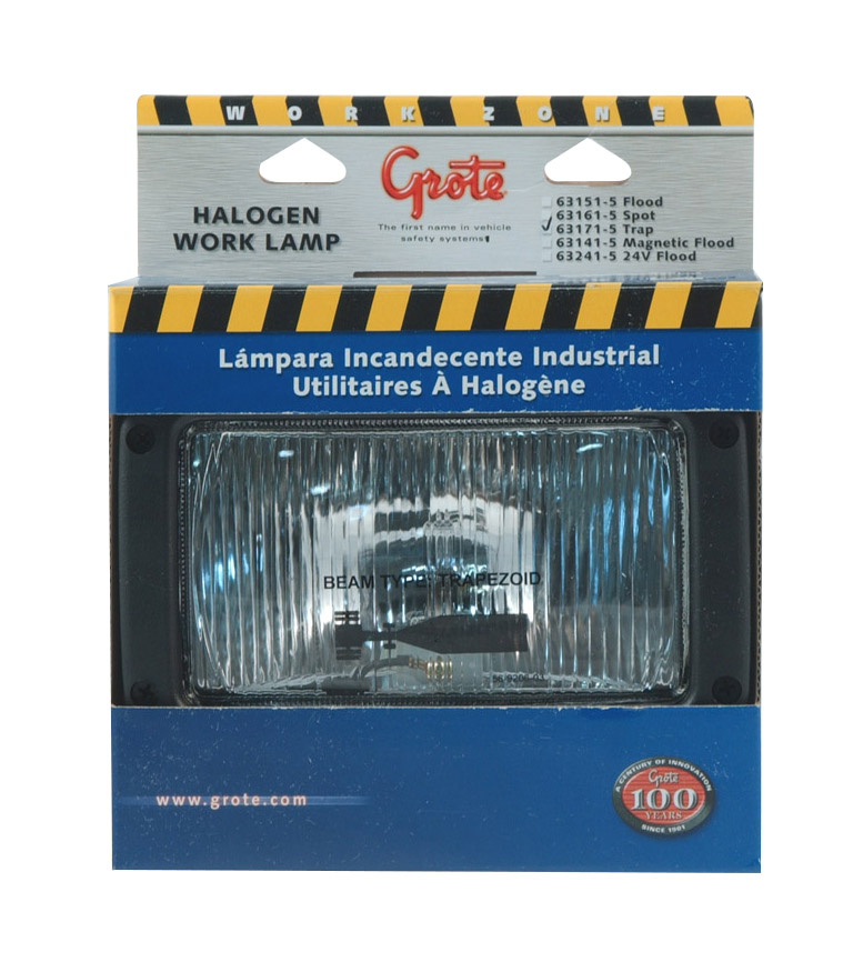 Grote Industries - 63171-5 – Rectangular Halogen Work Light, Trapezoid, Retail Pack