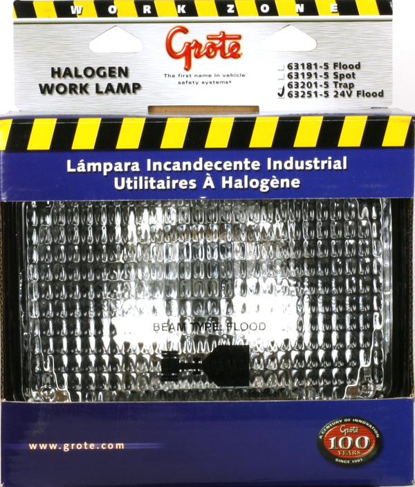 Grote Industries - 63251-5 – Large Rectangular Halogen Work Light, Flood, 24V, Retail Pack