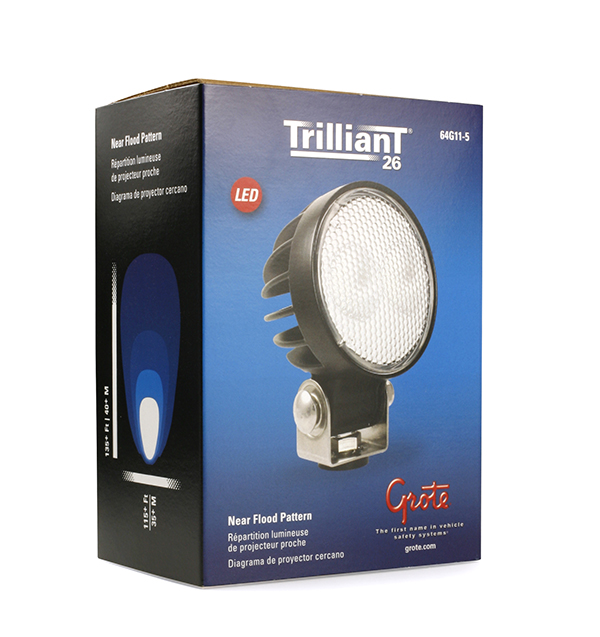 Grote Industries - 64G11-5 – Trilliant® 26 LED Work Light, w/ Pigtail, 1800 Lumens, Pendant Mount, Near Flood, Retail Pack