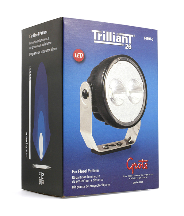 Grote Industries - 64e01-5 – Trilliant® 26 LED Work Light, w/ Pigtail, 1800 Lumens, Pinch Mount, Far Flood, Retail Pack