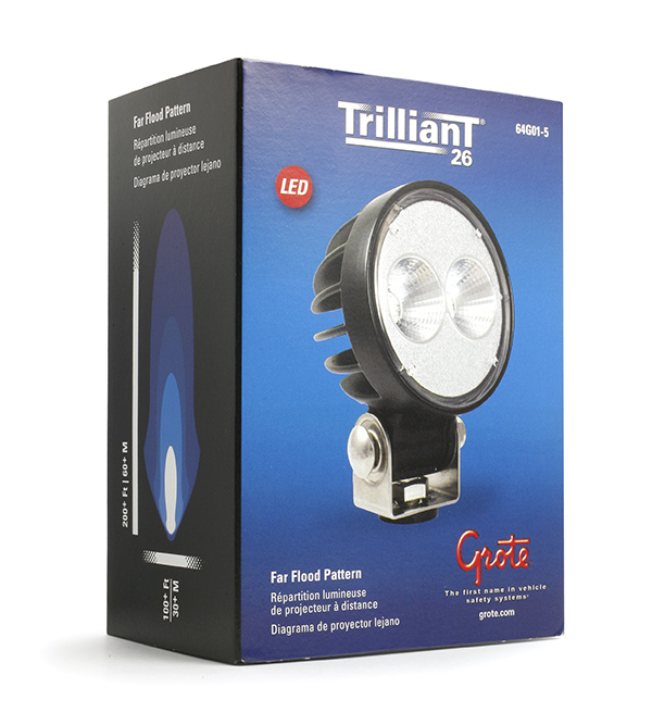 Grote Industries - 64G01-5 – Trilliant® 26 LED Work Light, w/ Pigtail, Pendant Mount, 1800 Lumens, Pendant Mount, Far Flood, Retail Pack