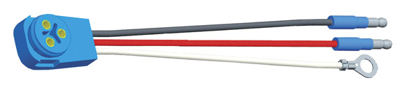 Grote Industries - 66845 – Stop Tail Turn Three-Wire 90º Plug-In Pigtail For Male Pin Lights, 8″ Long, Chassis Ground, Slim-Line .180 Male