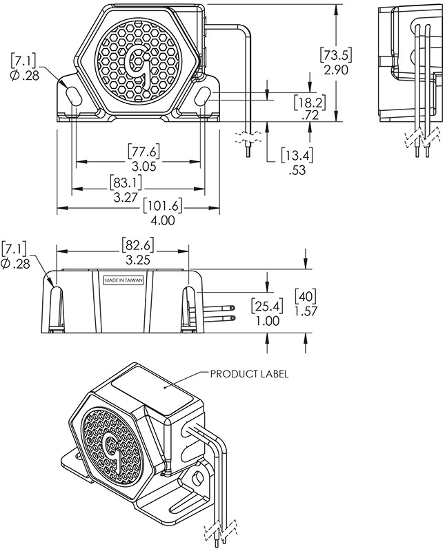 Grote Industries - 73110 – Backup Alarm, Self Adjusting, 82dB to 102dB