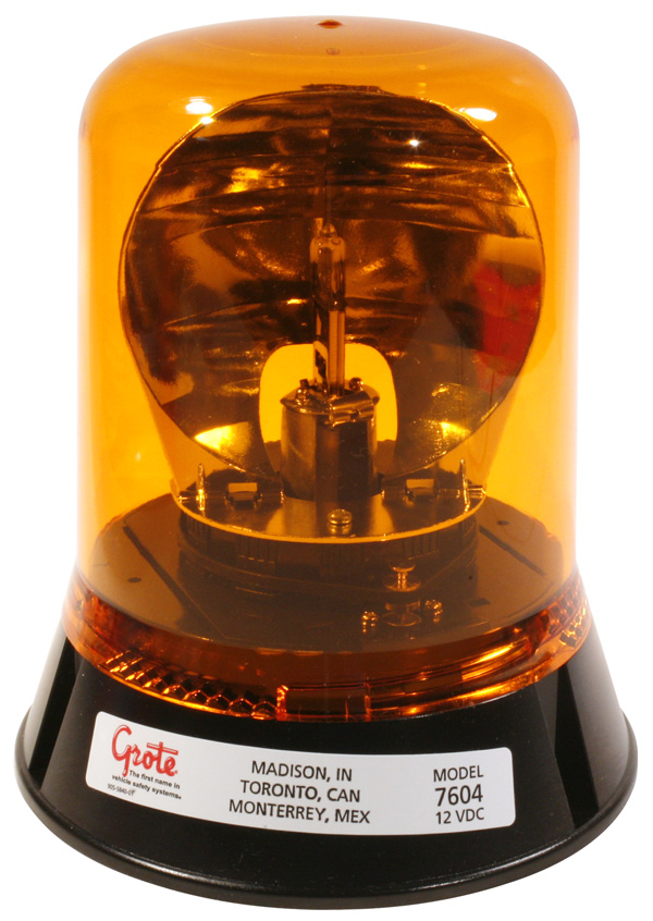 Grote Industries - 76043 – Belt Drive Rotating Beacon, Permanent Mount, Yellow